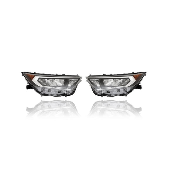 Headlight - Compatible/Replacement for '19-21 Toyota RAV4 XLE/Premium/Adventure/Limited/TRD (Japan Built) Halogen/LED, Chrome Bezel - Pair, Set - 8113042811, 8117042811 - CAPA