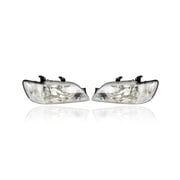 Headlight - Compatible/Replacement for 02-03 Mitsubishi Lancer - Pair, Left Driver + Right Passenger Set - MR972590, MR972589
