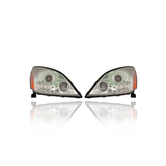 Headlight - Compatible/Replacement for '03-09 Lexus GX470 - Chrome Bezel - Pair, Left Driver + Right Passenger Set - 811306A240, 811706A070