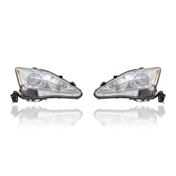 Headlight - Compatible/Replacement for '09-10 Lexus IS250/350 - Halogen - Pair, Left Driver + Right Passenger Set - 8113053400, 8117053400 CAPA