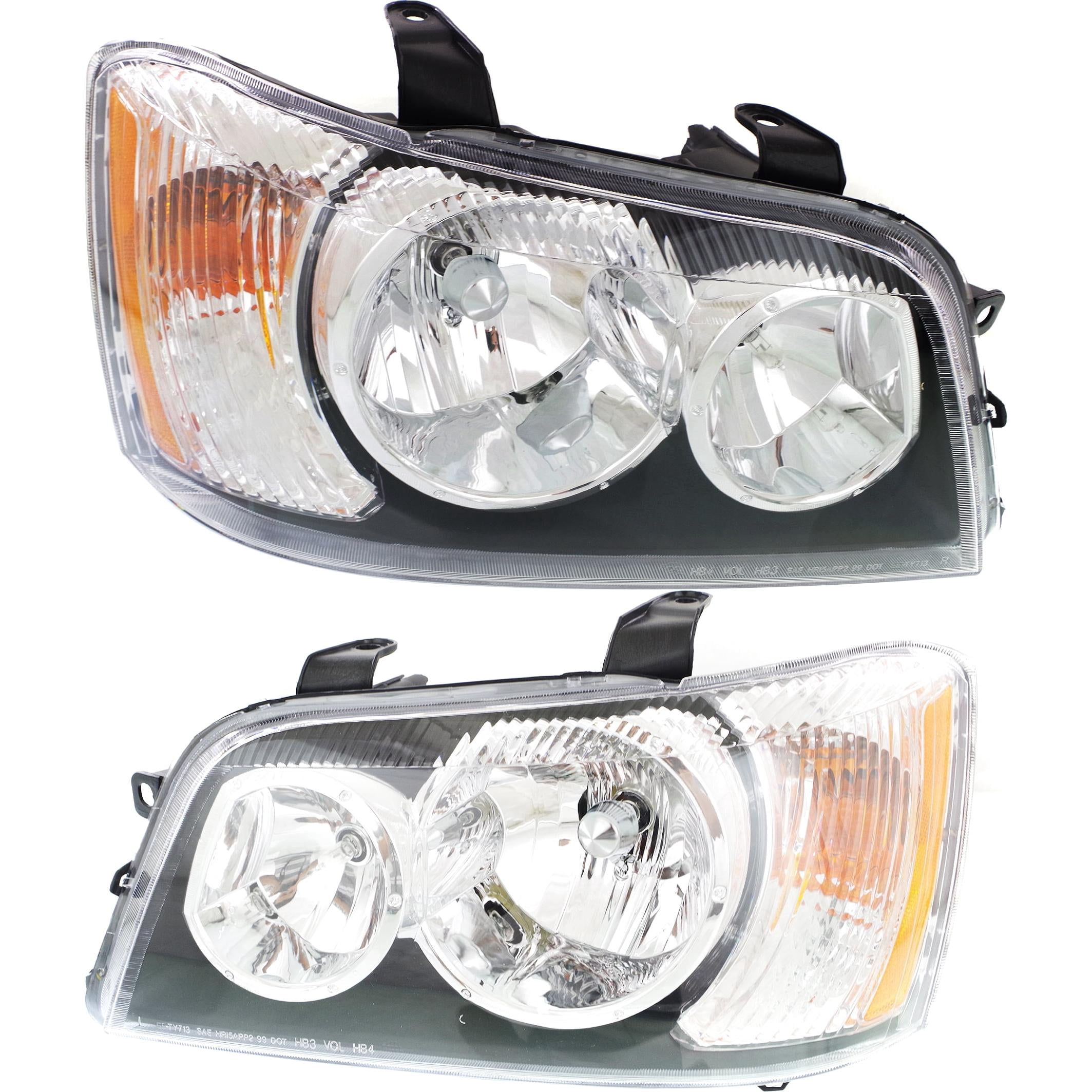 Headlight Compatible With 2001-2003 Toyota Highlander SET of 2 Left Driver and Right Passenger Side Halogen With bulb(s)