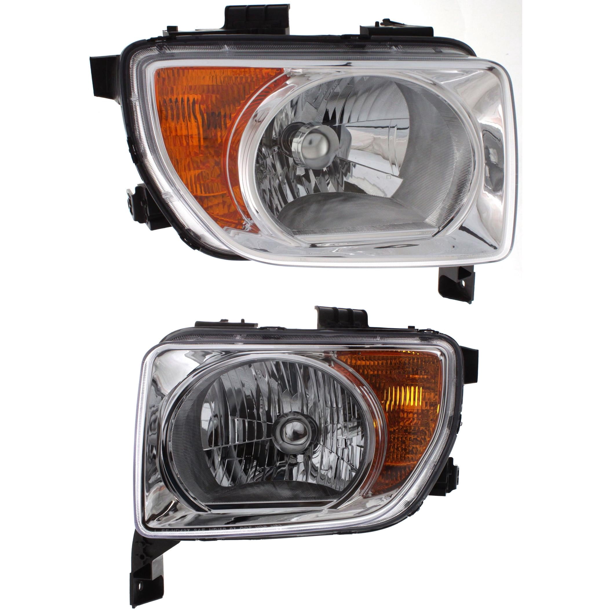 Headlight Compatible With 2003-2006 Honda Element SET of 2 Left Driver and Right Passenger Side Halogen With bulb(s)