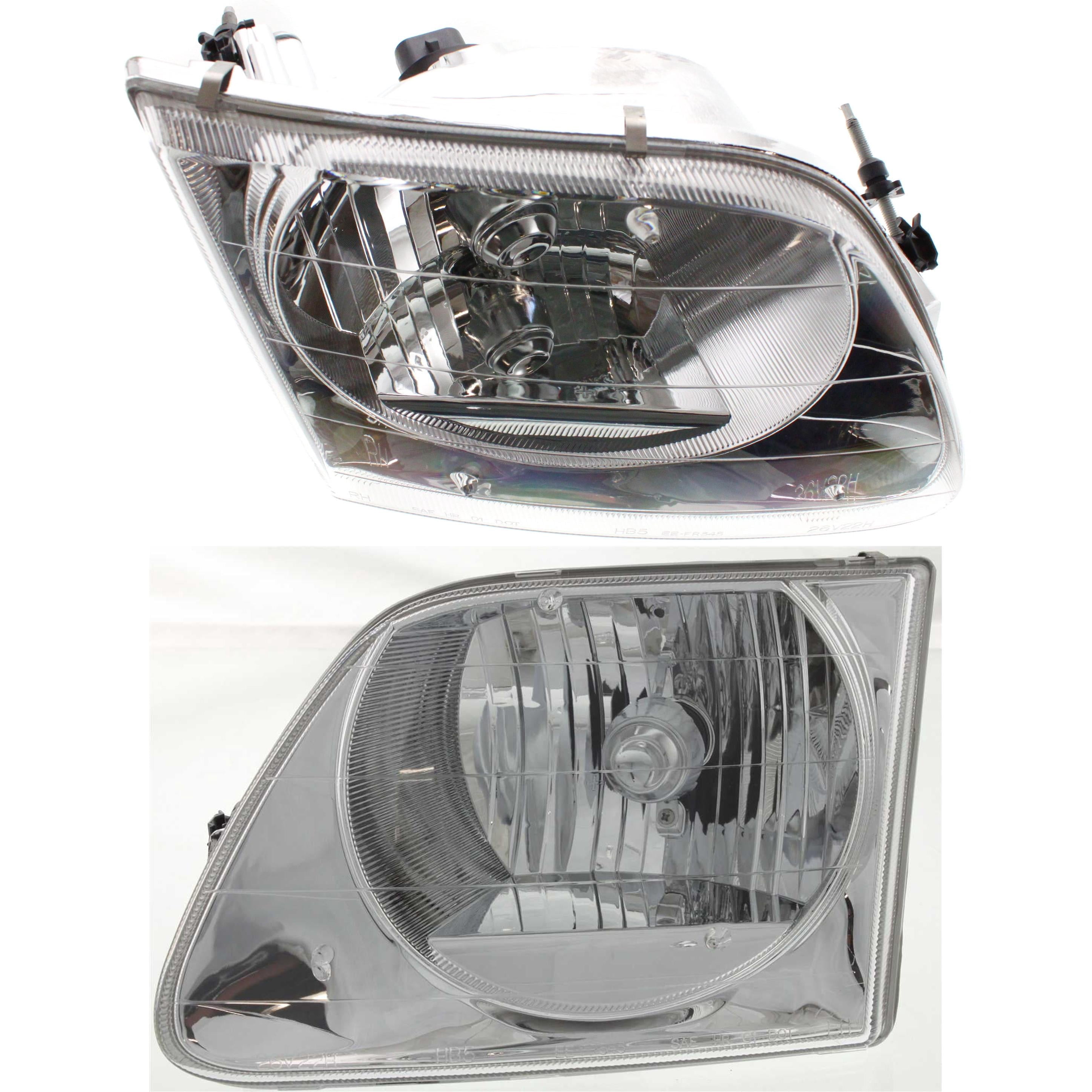 Headlight Compatible With 2004 Ford F-150 Heritage 1997-1999 F-250 SET of 2 Left Driver and Right Passenger Side Halogen With bulb(s)