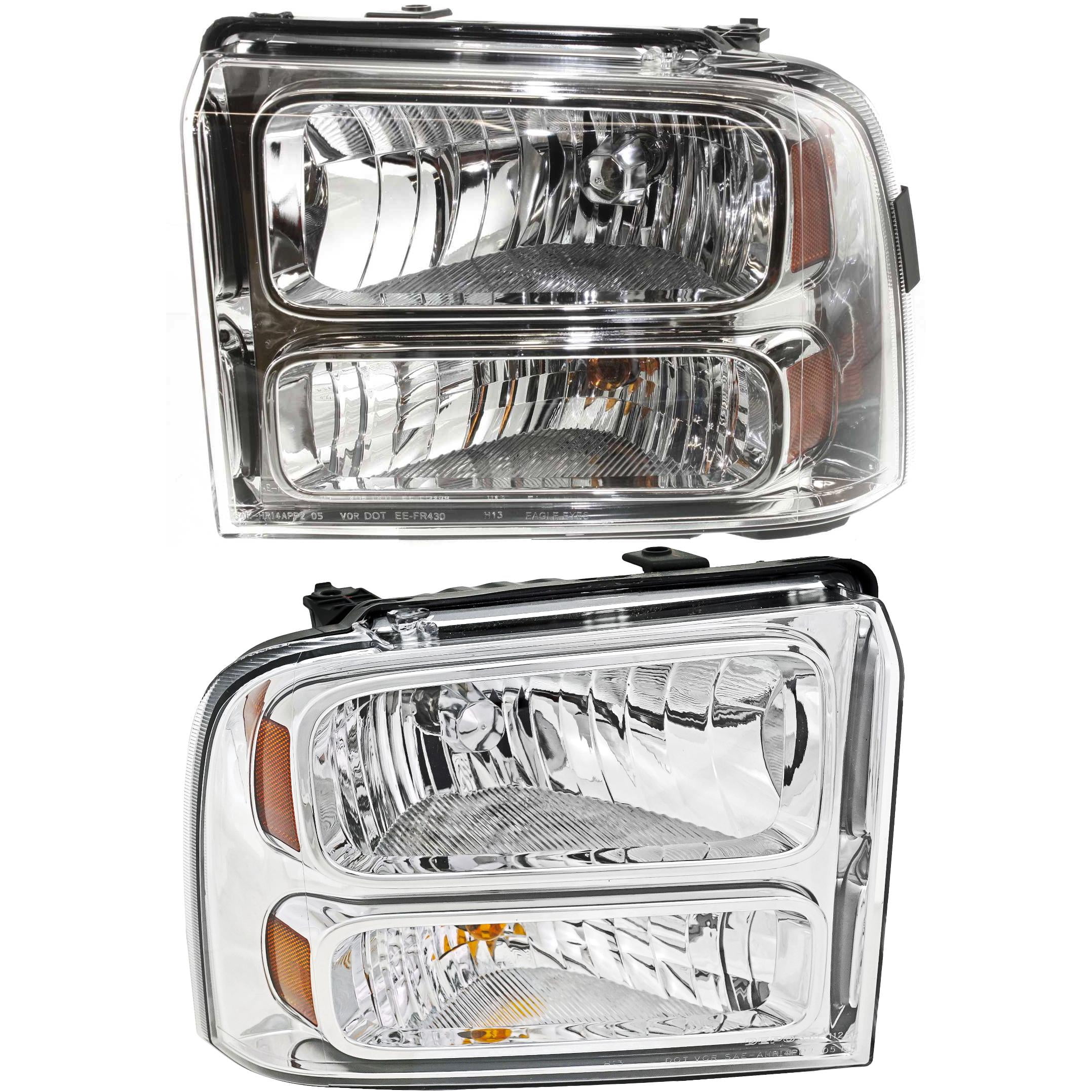 Headlight Compatible With 2005-2007 Ford F-250 Super Duty F-350 SET of 2 Left Driver and Right Passenger Side Halogen With bulb(s)