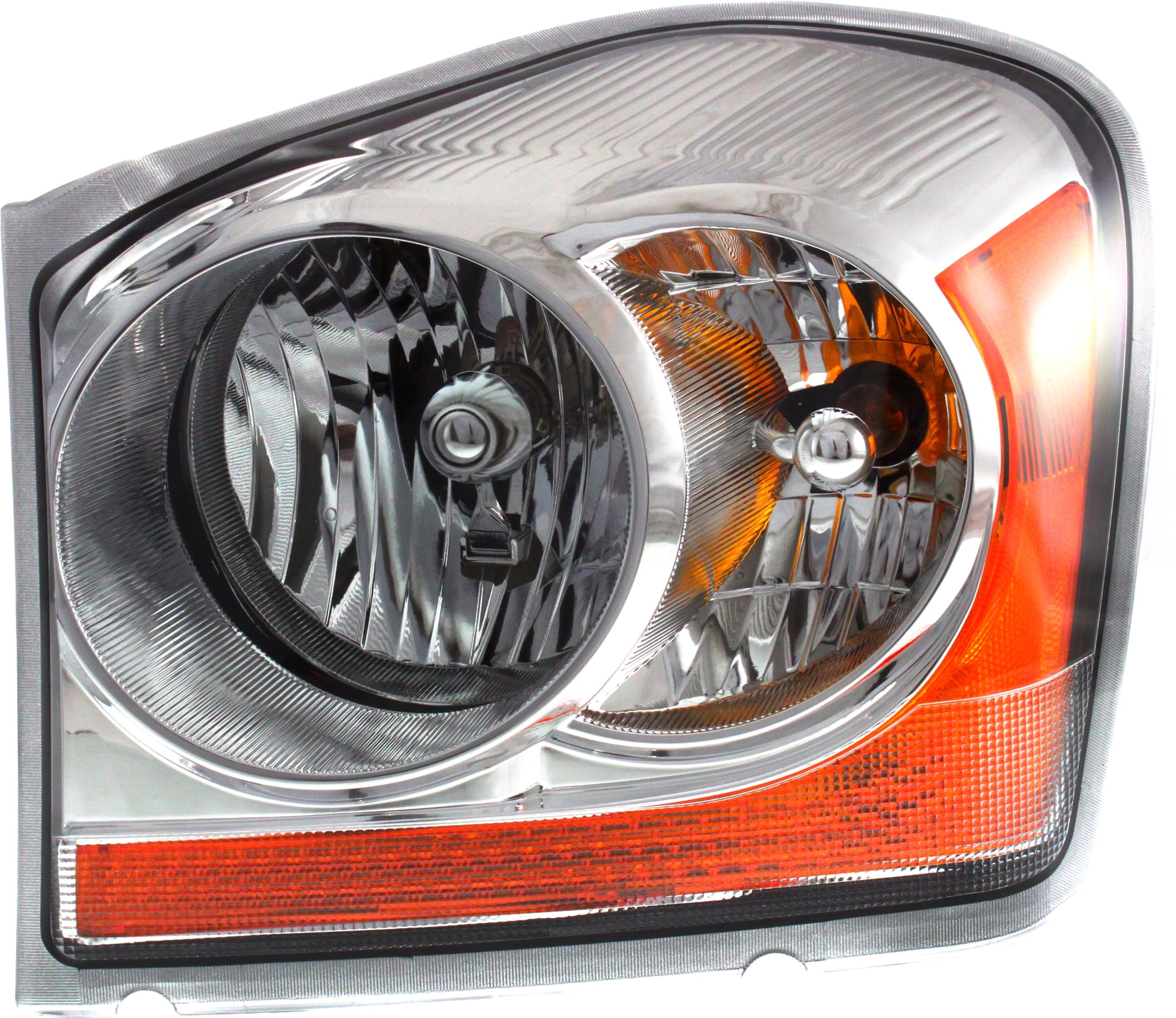 Headlight For 2006 Dodge Durango - Left Side Chrome Housing With Bulb Included