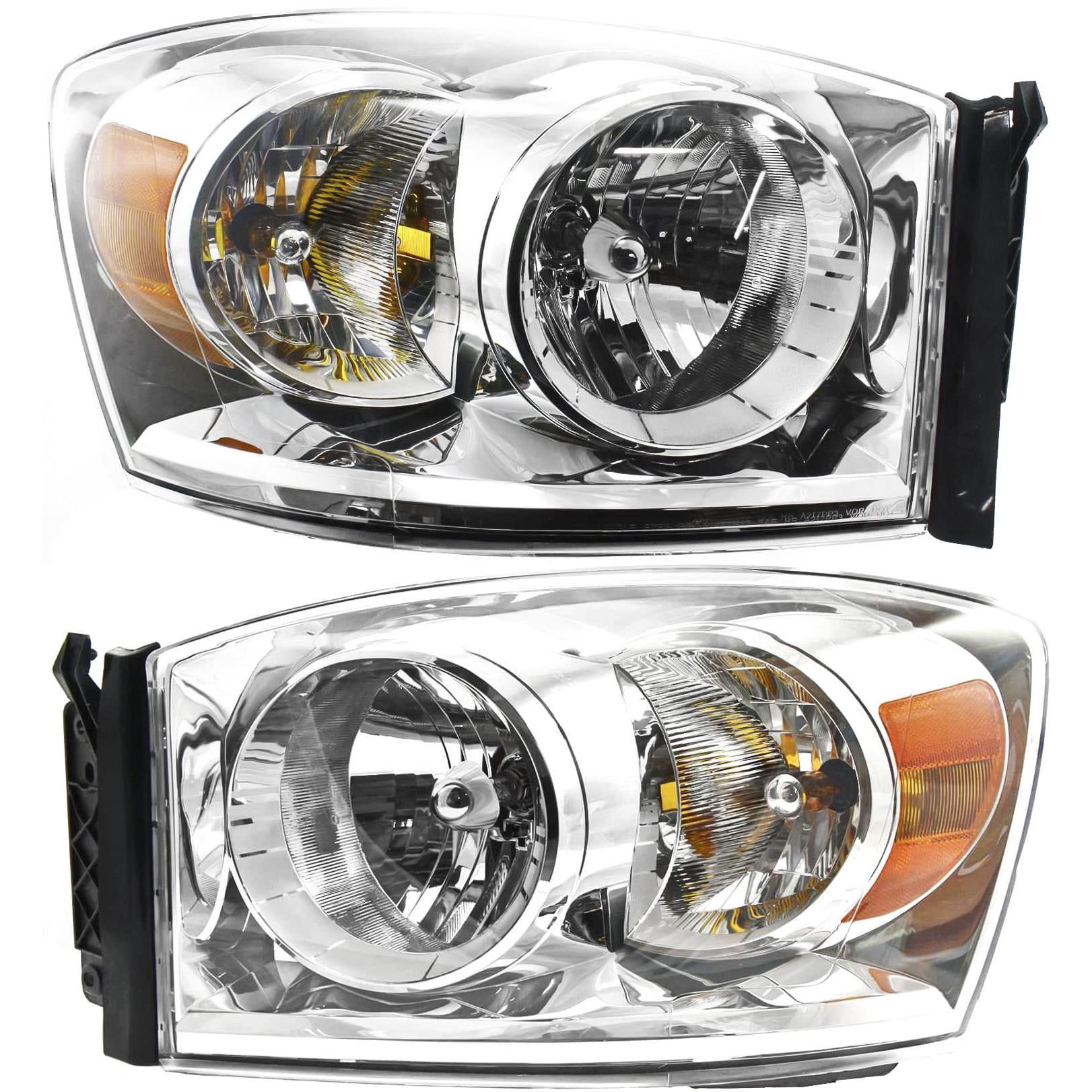 Headlight Compatible With 2007-2009 Dodge Ram 3500 2500 SET of 2 Left Driver and Right Passenger Side Halogen With bulb(s)