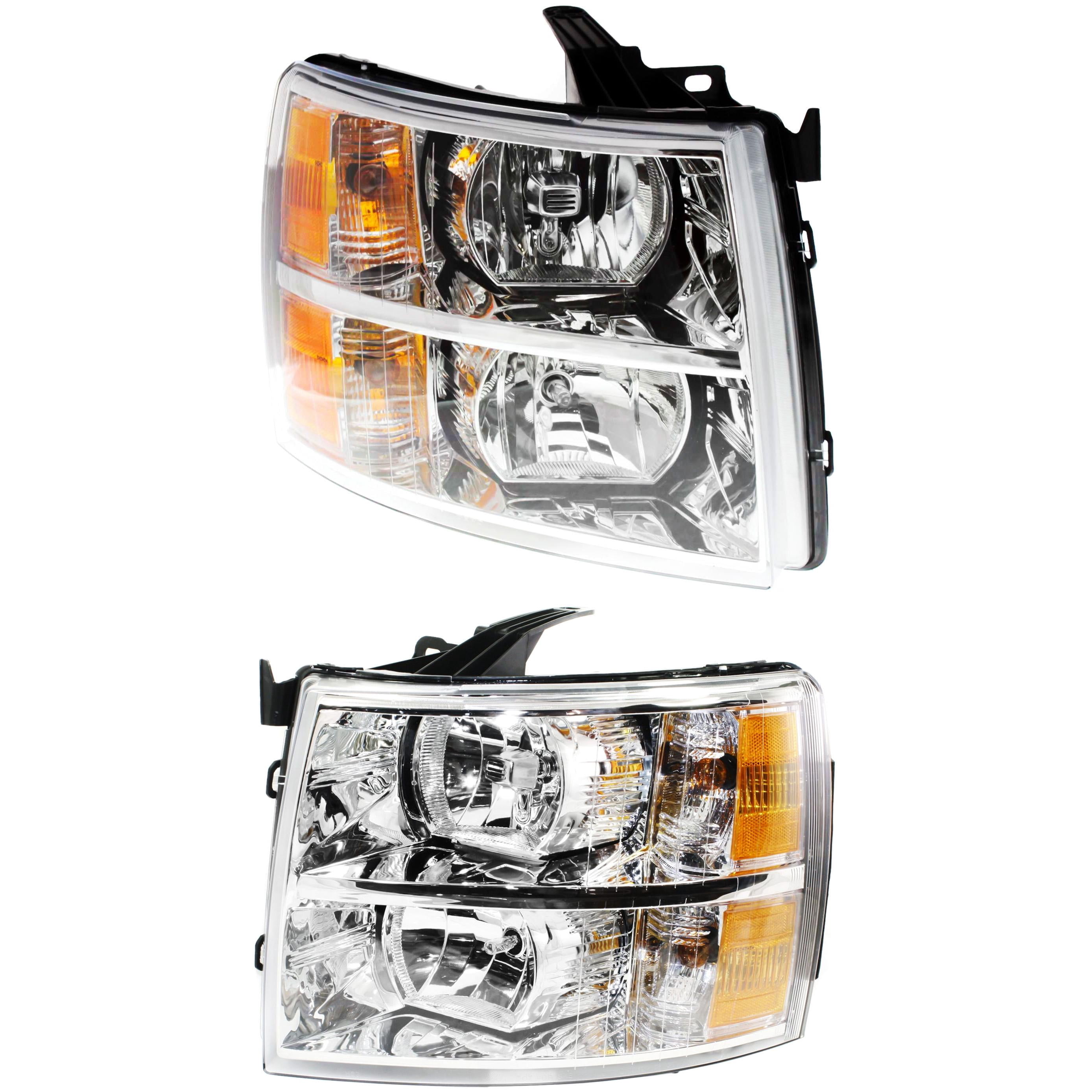 Headlight Compatible With 2007-2014 Chevrolet Silverado 3500 HD 2500 SET of 2 Left Driver and Right Passenger Side Halogen With bulb(s)