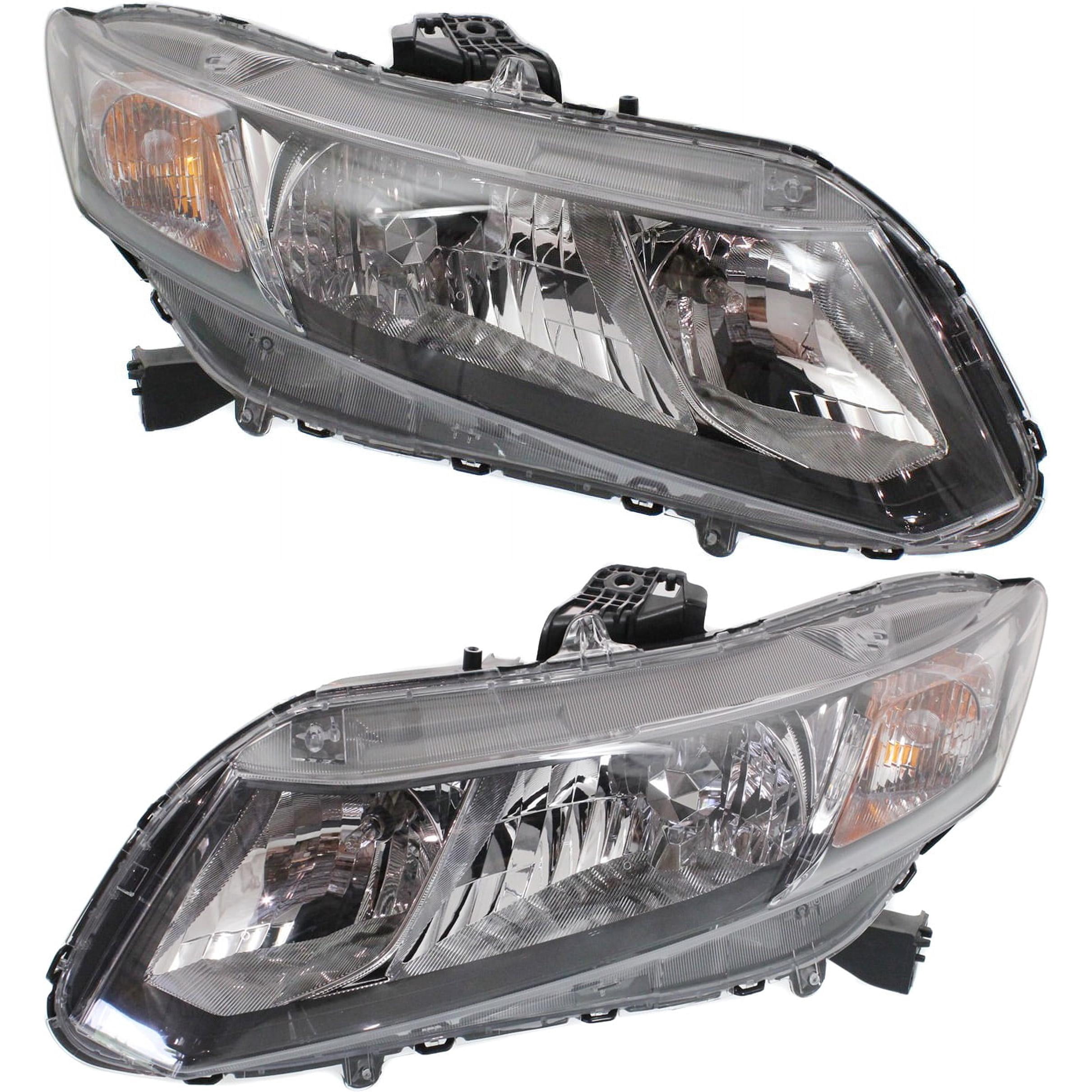 Headlight Compatible With 2013-2015 Honda Civic SET of 2 Left Driver and Right Passenger Side Halogen With bulb(s)