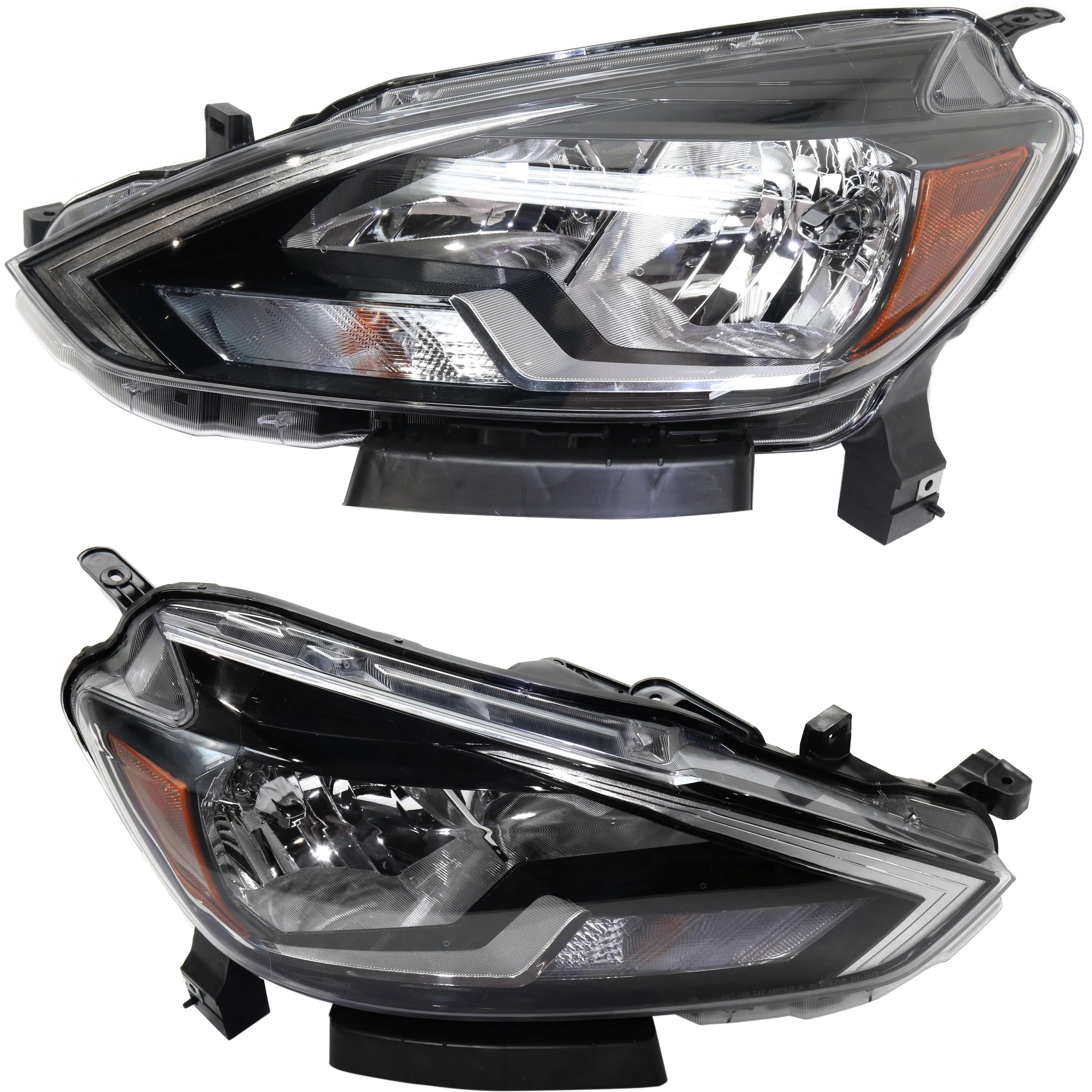 Headlight Compatible With 2016-2018 Nissan Sentra SET of 2 Left Driver and Right Passenger Side Halogen With bulb(s)