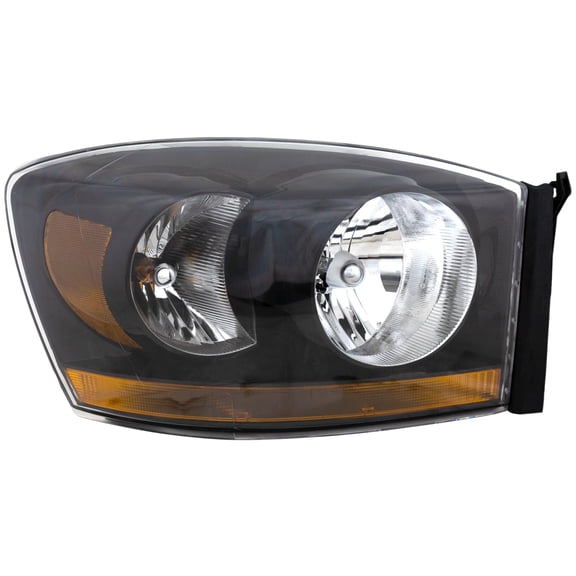 Headlight Compatible with DODGE FULL SIZE P/U 2006 RH Assembly Halogen Black Interior