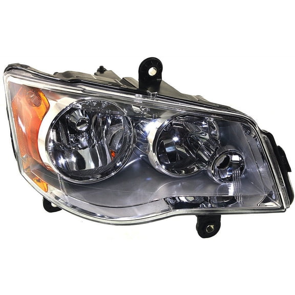 Headlight Compatible with DODGE GRAND CARAVAN 2011-2018/TOWN AND COUNTRY 2008-2016 RH Assembly Halogen Chrome Interior - CAPA