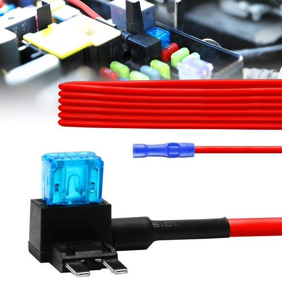 Headlight DRL Adapter Harness Kit Compatible w/ JEEP Wrangler JK CJ TJ [2 x 15A Mini Blade Fuses] [Plug N Play] Wiring for Headlights With Integrated LED Running Lights
