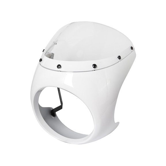 Headlight Fairing Screen, Fairing Light Accessories Windshield Round Motorcycle Windscreen Wind Deflector for Motorbike Cafe Racer White