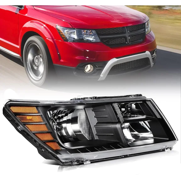 Headlight For 2009-2020 Dodge Journey W/ Black Trim Right Passenger Side Halogen
