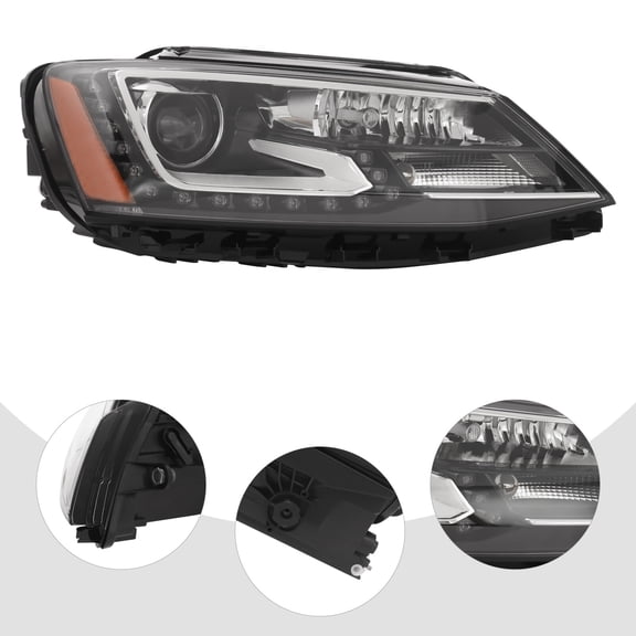 Headlight For 2015-2018 VW Jetta Xenon/HID Headlamp w/LED DRL Right Passenger RH
