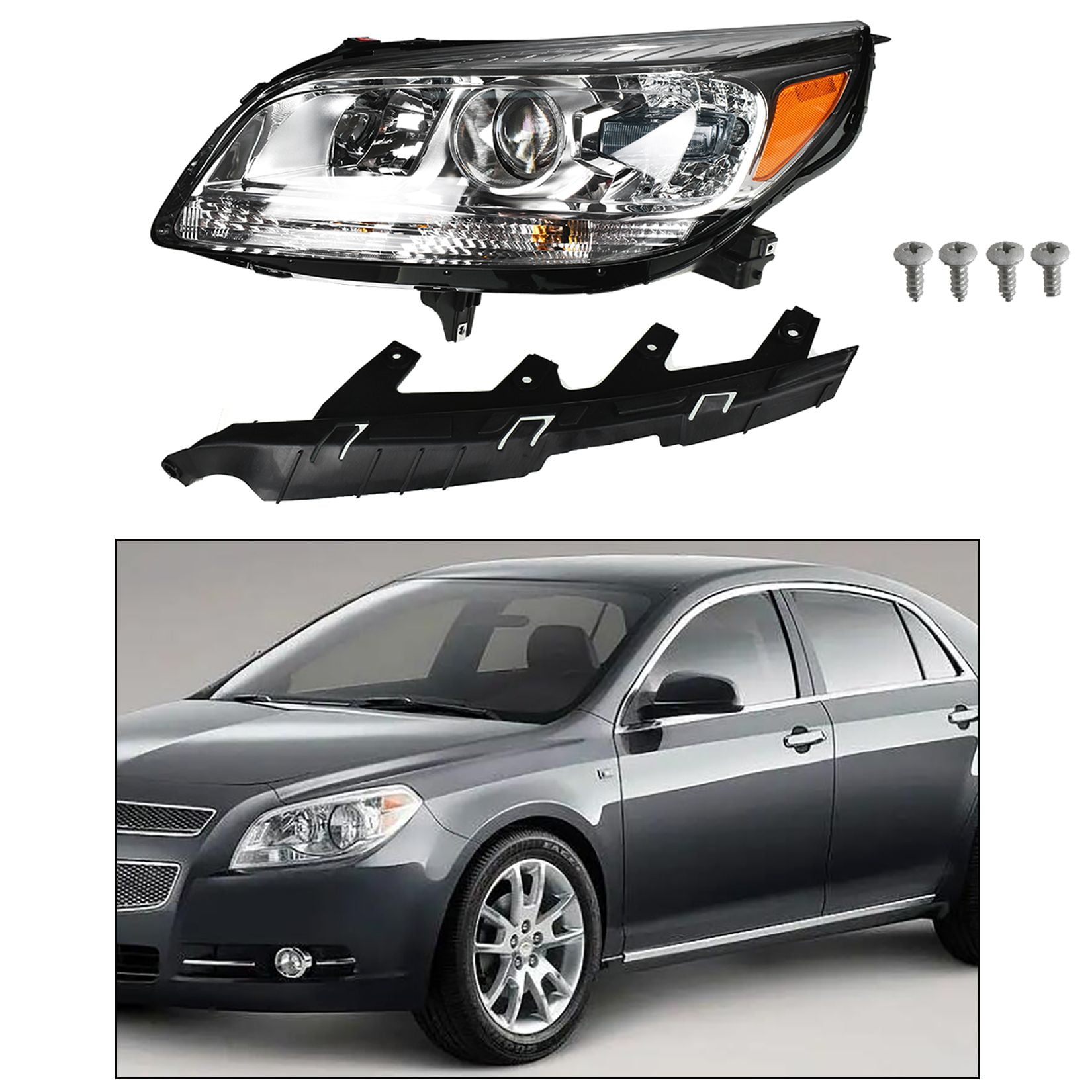Headlight Halogen Chrome Projector Driver Left Side Headlamp Fit for Chevy  Malibu LT LTZ Models 2013 2014 2015 - Walmart.com, image size:1650x1650