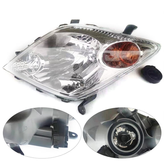 Headlight Headlamp Assembly for Scion xA 2004 2005 Halogen Headlights Chrome Housing Clear Lens Left Driver Side Headlamps 8110652450 (Left Driver Side)