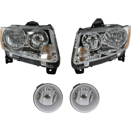 Headlight Kit For Jeep 2011-2013 Compass Sport Utility Left and Right Side 4pc
