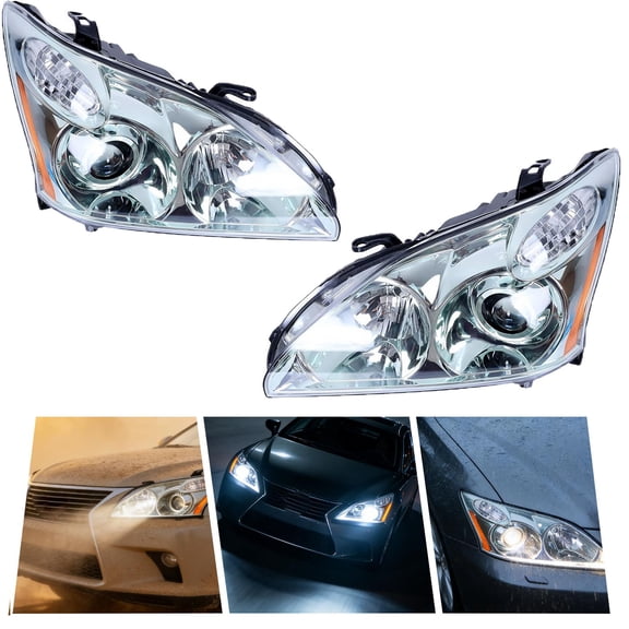 Headlight, Left+Right Side (Passenger Driver Side), Headlight Lamp, Light Assembly, Headlight Unit Compatible with Lexus 2004-2009 RX330