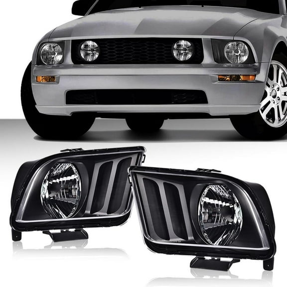Headlight Left Side Clear Lens Black Housing W/ Bulb Fit For Ford Mustang 05-09