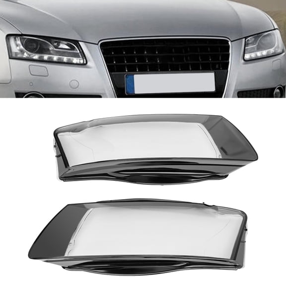 Headlight Lens Cover Pair Fit for 2008-2012 Audi A5, S5 RS5, PC Material, High Light Transmission, Direct Replacement