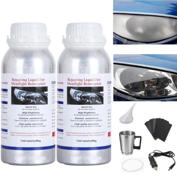 Headlight Lens Restoration Fluid,Headlight Renovation Kit, Headlight Cleaner Kit,800g Headlight Polish Liquid - Instantly Removes Oxidation,Dirt & Haze, Restores Clarity and Shine for Car Headlights