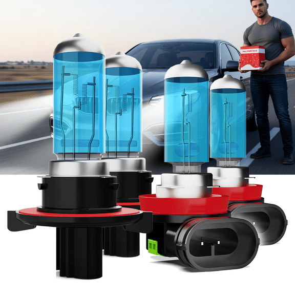 Headlight Light For Mitsubishi Eclipse 2006-2007,Direct Plug and Play,9008/H13 High Low Beam,H11 Fog Light,Halogen Headlight Bulbs for Car OEM Replacement,Pack of 4