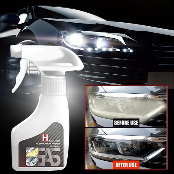 Headlight Repair & Headlight Cleaner Spray - Restores Yellowed and Cloudy Headlight Clarity, Easy to use, Long-Lasting Protection, Anti-oxidant, Suitable for All Vehicles 50% Saving