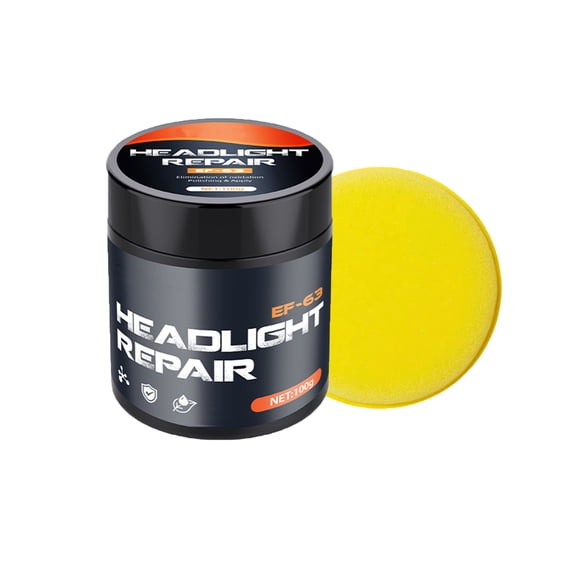 Headlight Repair Paste, Car Headlight Restoration Cream With Sponge, Yellow Foggy Lens Daily Restore Headlight Repair Paste