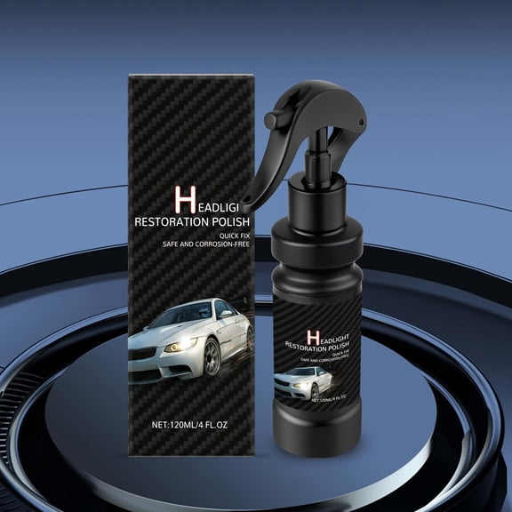 Headlight Repair Spray 120ml, Car Headlight Restoration Cleaner, Remove Yellowing Oxidation Haze, Improve Light Transmittance, Hydrophobic Protective Coating, Easy DIY Headlight Polish Kit