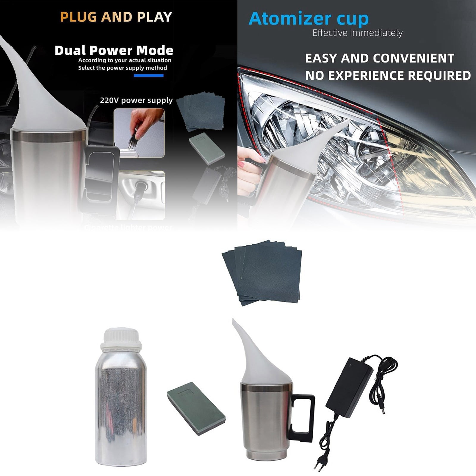 Headlight Restoration Car Headlight Lens Scratch Polish Tool With 100ml