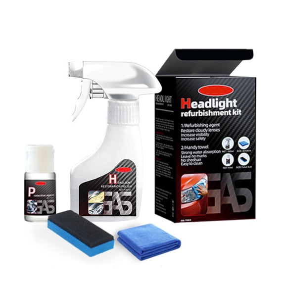 Headlight Restoration Fluid for Cars, 180ml+10ml Kit for Cloudy & Oxidized Headlights, No Polishing Required, Long-Lasting Clarity & UV Protection