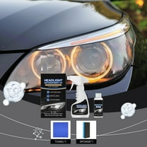 Headlight Restoration Kit, 130ml Refurbishing Solution, Yellowing & Fog Removal, Includes Coating Agent, Microfiber Towel, Sponge, No Tools Needed