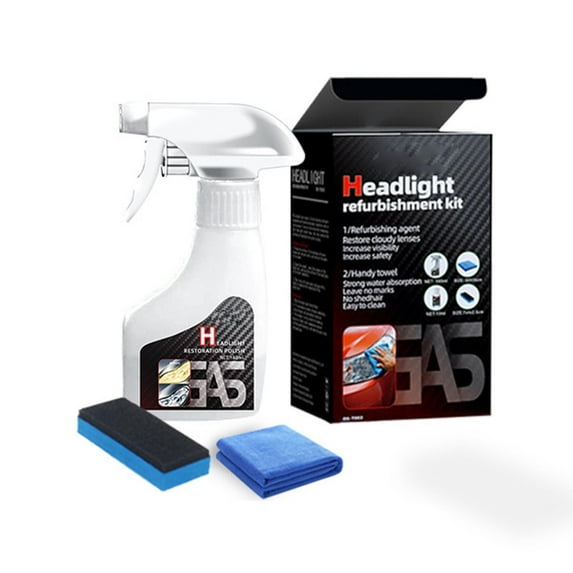 Headlight Restoration Kit 180ml with Crystal Coating for Car Headlights Yellow Removal Lens Refurbishing Cleaner Protective Solution Easy Application Long Lasting