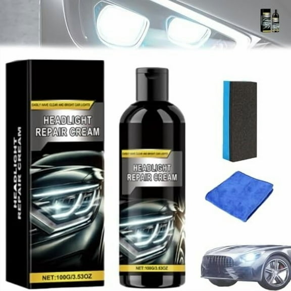 Headlight Restoration Kit 3.38fl oz Car Lens Repair Cream for Yellowing Scratches(1 PC)