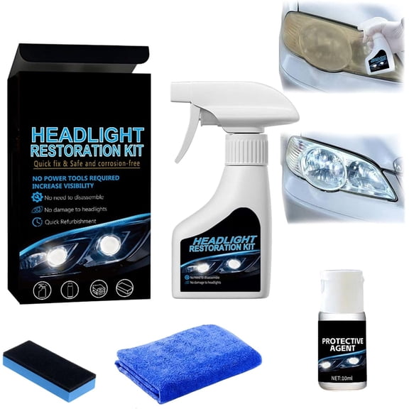 Headlight Restoration Kit, Ceramic Coating Headlight Cleaner, Restore Yellow Hazy Headlights for Cars