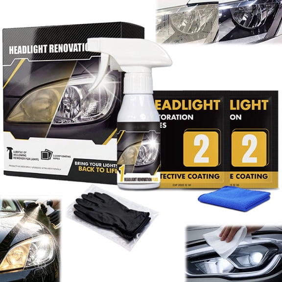 Headlight Restoration Kit, Head-Light Cleaner and Restorer Kit, Ceramic Headlight Restoration Kits, Removes Yellowing,Oxidation,And Cloudiness