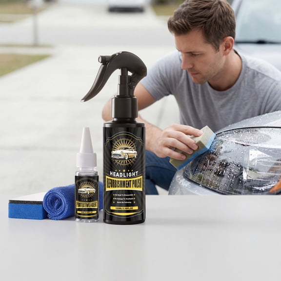 Headlight Restoration Kit, Headlight Cleaner and Restorer, Removes Yellowing Oxidation Haz*e, Headlight Polish Repair System with Protective Coating for Cars SUVs Trucks
