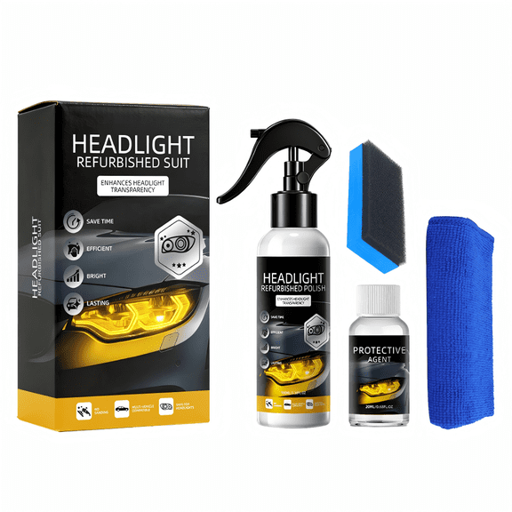 Headlight Restoration Kit, UV Protective Ceramic Coating Cleaner for Cars, Trucks, SUVs Removes Yellowing & Oxidation1Set