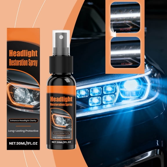 Headlight Restoration Spray 30ml | Automotive Lens Cleaner & UV Protection | Long-Term Clarity, Easy DIY Application | Improves Visibility, Prevents Fogging | Car, Truck, SUV Headlamps
