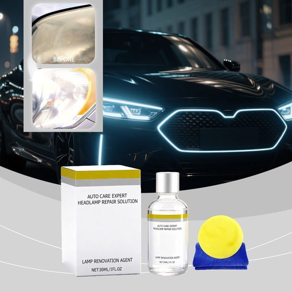 Headlight Restoration Spray 30ml, Car Lamp Repair Coating, Removes Yellowing Oxidation, Enhances Brightness Visibility, Protective Headlight Refurbish Liquid