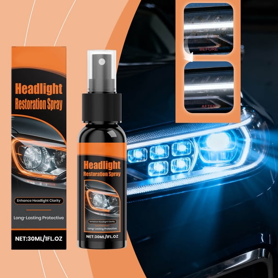 Headlight Restoration Spray 30ml | Long-Term UV Protection | Clear Lens Repair for Cars, Trucks, SUVs | Easy Application