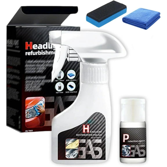 Headlight Restoration Spray,  Automotive Headlamp Restoration Fluid Kit 2025 New, Car Headlight Cleaner Spray Restores Clarity for All Vehicle Types Waterproof Gloss Finish