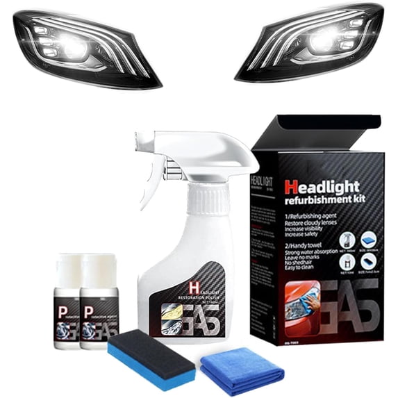 Headlight Restoration Spray, Car Light Polisher Cleaning Kits Ceramic Coating Spray, Restores Cloudy & Yellowed Headlights, Multifunctional Headlights Repair Kit for All Vehicle Types