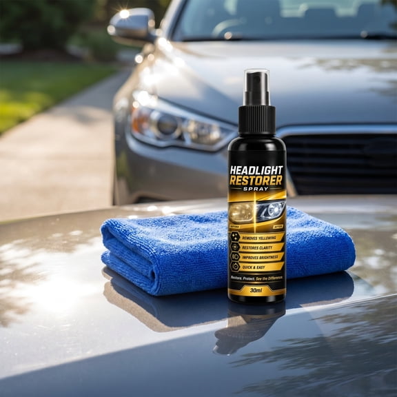 Headlight Restoration Spray Cleaner, Remove Yellowing Oxidation Scratches Restore Bright Light Visibility Coating Protection, Car Headlight Care for Cars Trucks Motorcycles Use