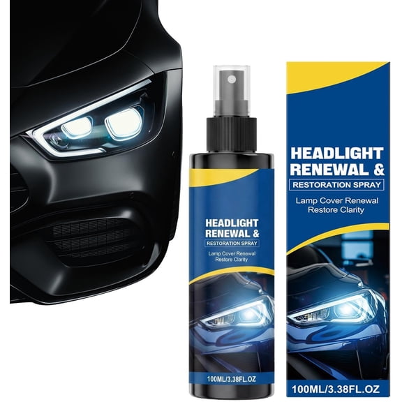 Headlight Restore Spray  100ml Ceramic Coating Cleaner Kit, PP Lens Renewal Solution, Clear Shine Repair Formula | Automotive Lighting Care Accessory for Car Maintenance