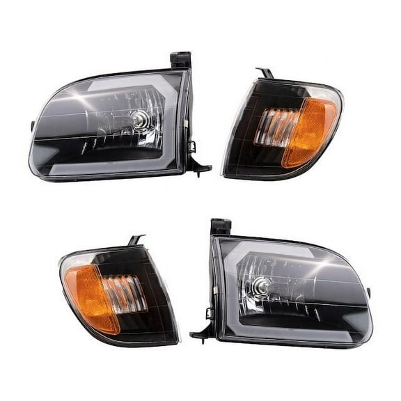 Headlight Set 2 Piece - Compatible with 2000 - 2004 Toyota Tundra Standard Cab Pickup 2001 2002 2003