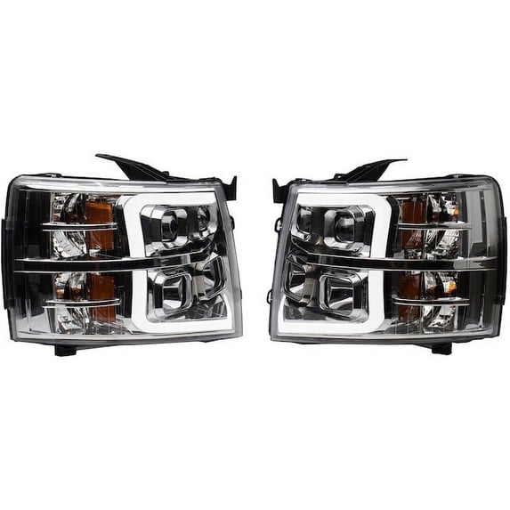 Headlight Set 2 Piece - Compatible with 2007 - 2014 Chevy Silverado 3500 HD 2008 2009 2010 2011 2012 2013
