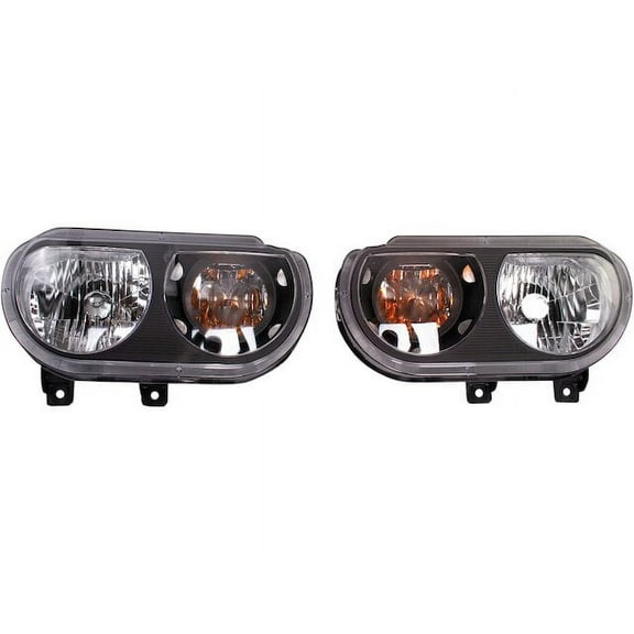 Headlight Set 2 Piece - Compatible with 2008 - 2014 Dodge Challenger 2009 2010 2011 2012 2013