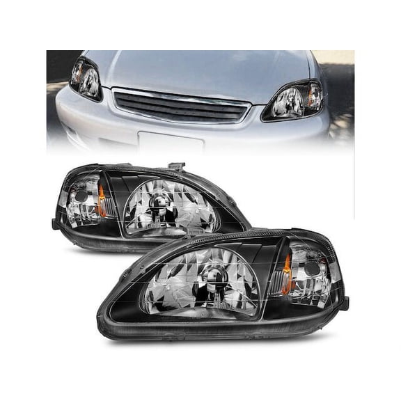 Headlight Set - Compatible with 1999 - 2000 Honda Civic